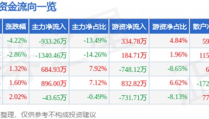 股票行情快报：南极光（300940）2月28日主力资金净卖出933.26万元