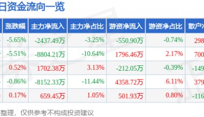 股票行情快报：掌趣科技（300315）3月3日主力资金净卖出2437.49万元