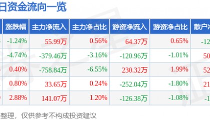 股票行情快报：华丽家族（600503）1月13日主力资金净买入55.99万元