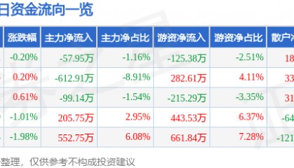 股票行情快报：国网英大（600517）5月21日主力资金净卖出57.95万元