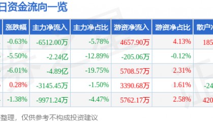 股票行情快报：捷成股份（300182）3月4日主力资金净卖出6512.00万元