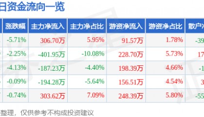股票行情快报：空港股份（600463）3月23日主力资金净买入306.70万元