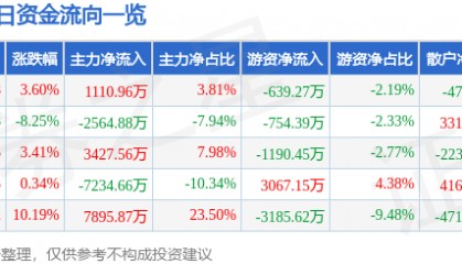股票行情快报:华丽家族(600503)2月19日主力资金净买入1110.96万元