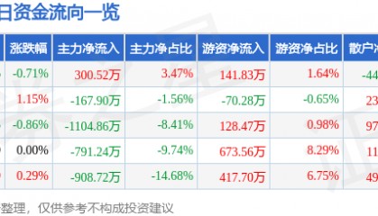 股票行情快报：恒源煤电（600971）8月26日主力资金净买入300.52万元